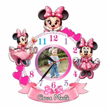 Ceas Disney, Personalizat, Minnie Mouse, Lemn, 37,5x40 cm, CSDUV101