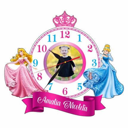Ceas Disney, Personalizat, Printese, Lemn, 35x40 cm, CSDUV102