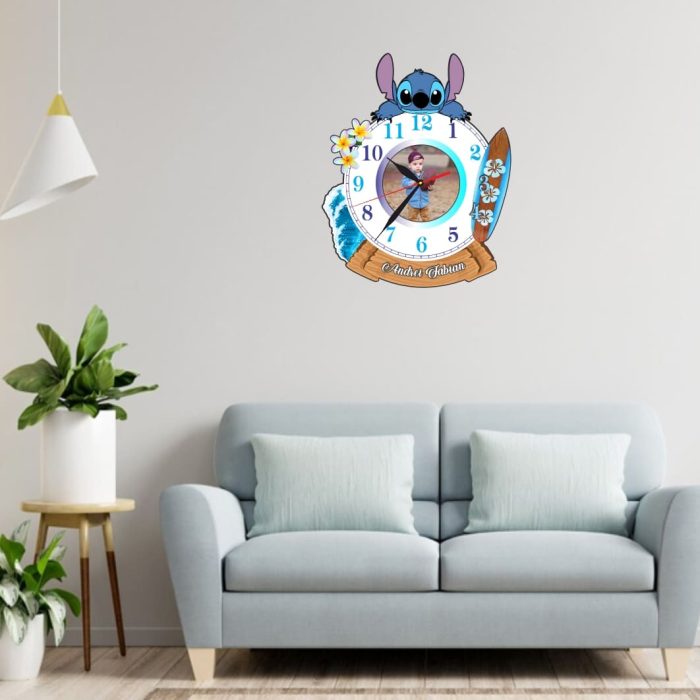 Ceas Disney, Personalizat, Stitch, Lemn, 32x40 cm, CSDUV103 - imagine 2