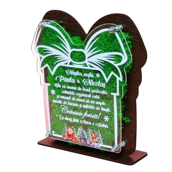 Decoratiune Craciun, Nasi, Lemn, 19x16 cm, DCCRUV019 - imagine 4