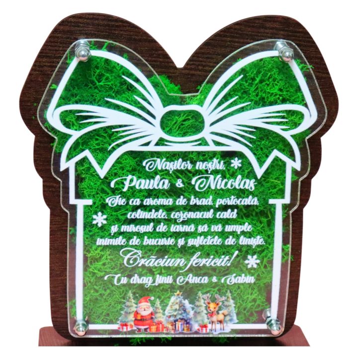 Decoratiune Craciun, Nasi, Lemn, 19x16 cm, DCCRUV019 - imagine 2