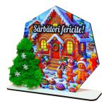 Decoratiune cu licheni, Sarbatori, Craciun, Lemn, 22x16cm, DCCRUV021 - imagine 4