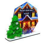 Decoratiune cu licheni, Sarbatori, Craciun, Lemn, 22x16cm, DCCRUV022 - imagine 3