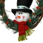 Decoratiune de Craciun, Coronita, Lemn, Om de Zapada, Crengi de Pin, 30cm, DCJ347 - imagine 3