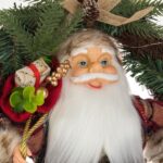 Decoratiune de Craciun, Coronita, Lemn, Mos Craciun, LED, 45cm, DCJ349 - imagine 4