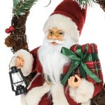 Decoratiune de Craciun, Coronita, Lemn, Mos Craciun, Felinar, Cadouri, 30cm, DCJ350 - imagine 2