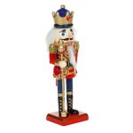 Decoratiune de Craciun, Rege, Lemn, Uniforma, Rosu, Albastru, 20cm, DCJ356 - imagine 2