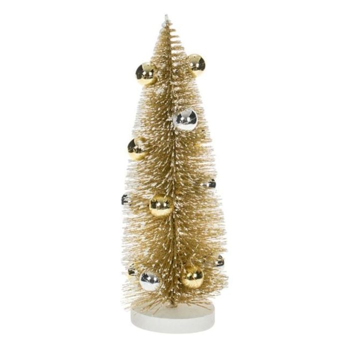 Decoratiune de Craciun, Brad Nins, Auriu, Globuri, Glitter, 26cm, DCJ366 - imagine 1