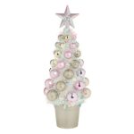 Decoratiune de Craciun, Brad, Globuri, Aurii, Roz, 30cm, DCJ368