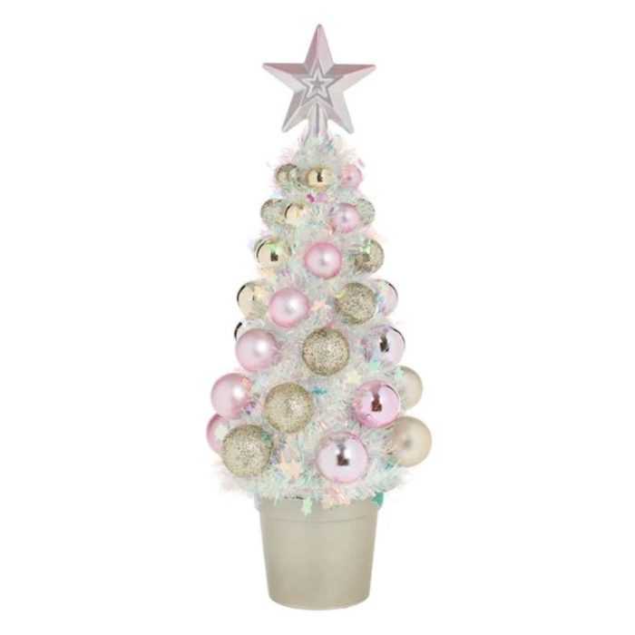 Decoratiune de Craciun, Brad, Globuri, Aurii, Roz, 30cm, DCJ368 - imagine 1