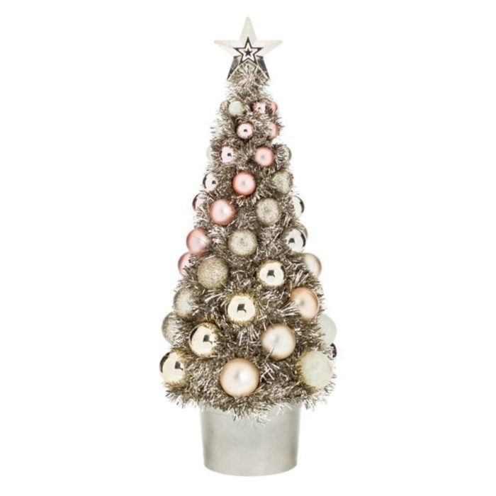 Decoratiune de Craciun, Brad, Globuri, Roz, Bej, 40cm, DCJ369 - imagine 1
