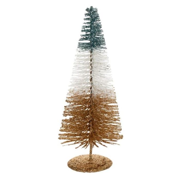 Decoratiune de Craciun, Brad, Metalic, Bleu, Glitter, 31cm, DCJ372 - imagine 1