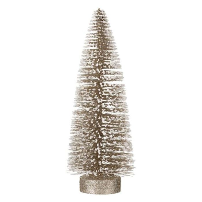 Decoratiune de Craciun, Brad Conic, Zapada, Bej, Glitter, 35cm, DCJ374 - imagine 1