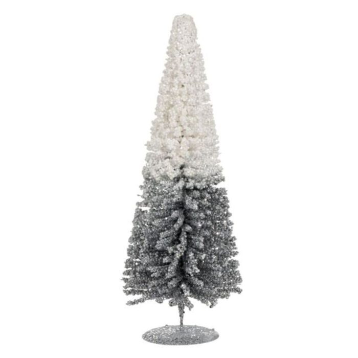 Decoratiune de Craciun, Brad Conic, Zapada, Argintiu, Glitter, 40cm, DCJ377 - imagine 1