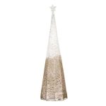 Decoratiune de Craciun, Con, Alb, Glitter, Bej, LED, 15x60cm, DCJ383 - imagine 5