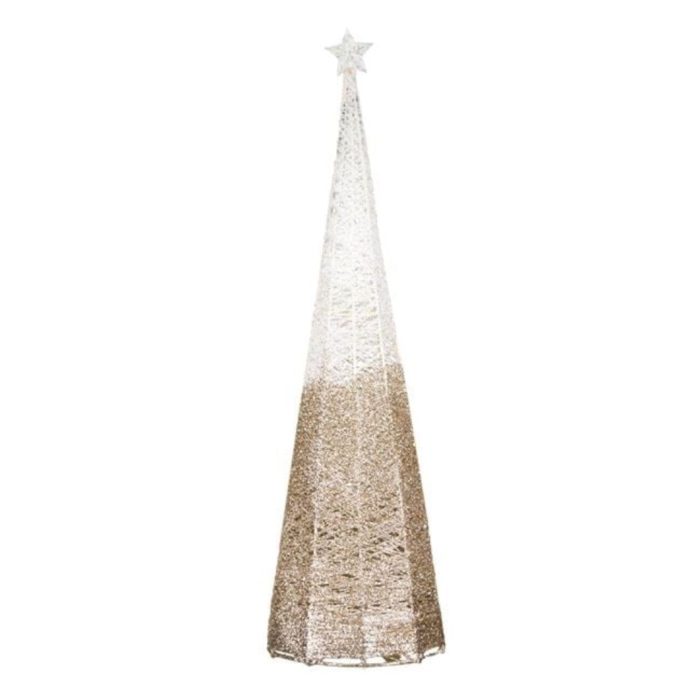 Decoratiune de Craciun, Con, Alb, Glitter, Bej, LED, 15x60cm, DCJ383 - imagine 5