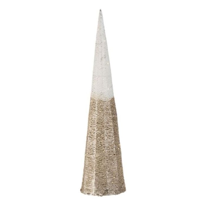 Decoratiune de Craciun, Con, Alb, Glitter, Bej, LED, 15x60cm, DCJ383 - imagine 1