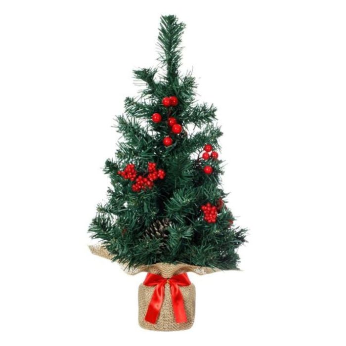 Decoratiune de Craciun, Brad Artificial, Conuri, Pomusoare, Verde, 50cm, DCJ386 - imagine 1