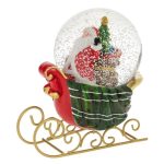 Decoratiune de Craciun, Glob, Sanie, Mos Craciun, LED, 15cm, DCJ419 - imagine 2