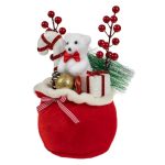 Decoratiune de Craciun, Sac, Ursulet, Cadou, Acadea, Pomusoare, 15x28cm, DCJ421 - imagine 2