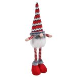 Decoratiune de Craciun, Figurina, Gnome, Barba, Caciula Rosie, Gri, 54cm, DCJ424 - imagine 2