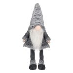 Decoratiune de Craciun, Figurina, Gnome, Miscare, Caciula, Gri, Blana, 70cm, DCJ428