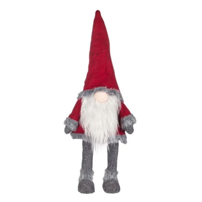 Decoratiune de Craciun, Figurina, Gnome, Miscare, Caciula, Rosu, Blana, 70cm, DCJ429 - imagine 1