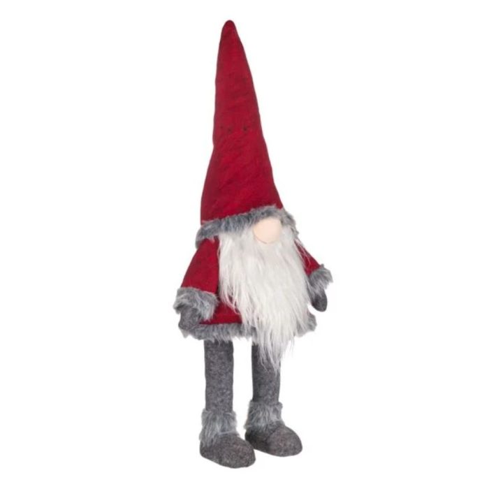 Decoratiune de Craciun, Figurina, Gnome, Miscare, Caciula, Rosu, Blana, 70cm, DCJ429 - imagine 2