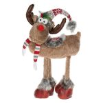 Decoratiune de Craciun, Figurina, Cerb, Caciula Rosie, 48cm, DCJ432