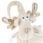 Decoratiune de Craciun, Figurina, Ren, Alb, Paiete, Aurii, 64cm, DCJ433 - imagine 3