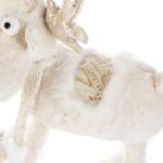 Decoratiune de Craciun, Figurina, Ren, Alb, Paiete, Aurii, 64cm, DCJ433 - imagine 4