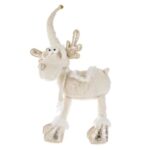 Decoratiune de Craciun, Figurina, Ren, Alb, Paiete, Aurii, 64cm, DCJ433 - imagine 2