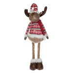 Decoratiune de Craciun, Figurina, Cerb, Picioare Telescopice, Caciula, 80-95cm, DCJ435 - imagine 2