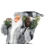 Decoratiune de Craciun, Figurina, Mos Craciun, Blana, Alb, Gri, Schiuri, 30cm, DCJ447 - imagine 4