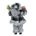 Decoratiune de Craciun, Figurina, Mos Craciun, Blana, Alb, Gri, Schiuri, 30cm, DCJ447 - imagine 5