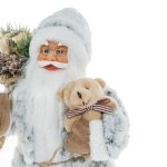 Decoratiune de Craciun, Figurina, Mos Craciun, Blana, Alb, Gri, Ursulet, 30cm, DCJ448 - imagine 3