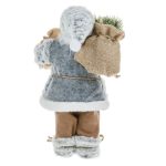 Decoratiune de Craciun, Figurina, Mos Craciun, Blana, Alb, Gri, Ursulet, 30cm, DCJ448 - imagine 4
