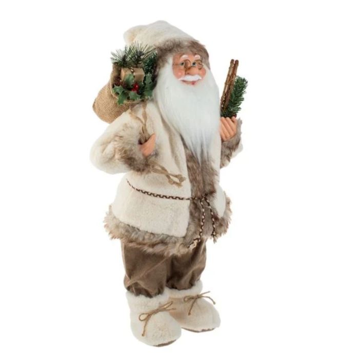 Decoratiune de Craciun, Figurina, Mos Craciun, Maro, Schiuri, 63cm, DCJ453 - imagine 2