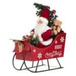 Decoratiune de Craciun, Figurina, Sanie, Mos Craciun, Muzica, LED, 49cm, DCJ459 - imagine 3