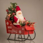 Decoratiune de Craciun, Figurina, Sanie, Mos Craciun, Muzica, LED, 49cm, DCJ459 - imagine 2