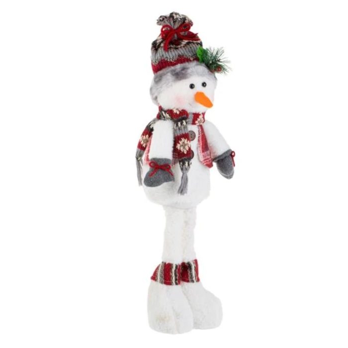 Decoratiune de Craciun, Figurina, Om de Zapada, Vesta, Rosu, Gri, Carouri, 55cm, DCJ460 - imagine 2
