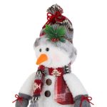 Decoratiune de Craciun, Figurina, Om de Zapada, Vesta, Rosu, Gri, Carouri, 55cm, DCJ460 - imagine 3