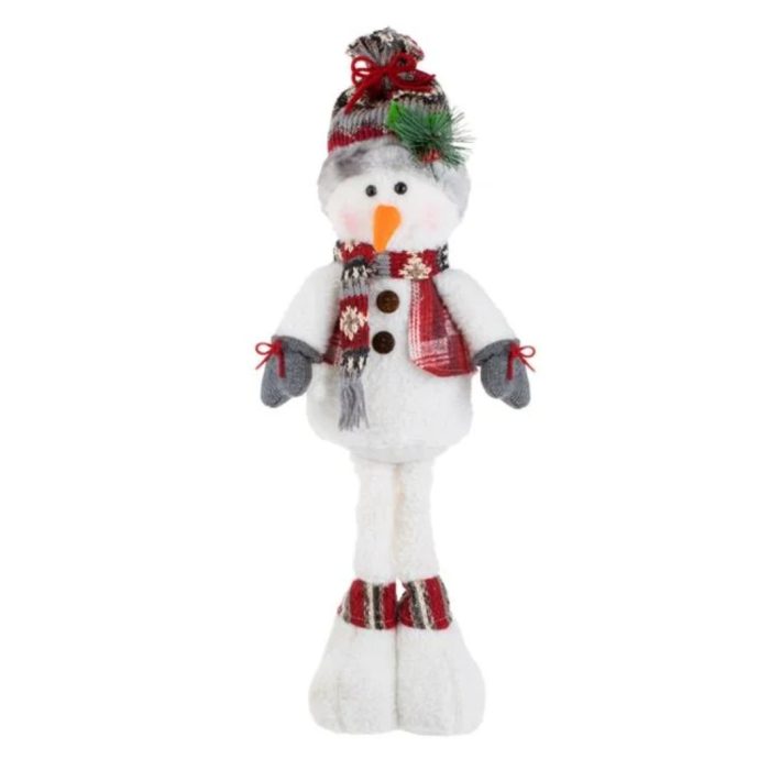 Decoratiune de Craciun, Figurina, Om de Zapada, Vesta, Rosu, Gri, Carouri, 55cm, DCJ460 - imagine 1