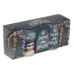 Set 2 Cani Ceramice, Gri, Mos Craciun, Semineu, 310ml, DCJ475 - imagine 3
