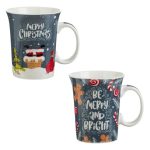 Set 2 Cani Ceramice, Gri, Mos Craciun, Semineu, 310ml, DCJ475