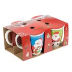 Set 4 Cani Ceramice, Figuri, Mos Craciun, 420ml, DCJ477 - imagine 2