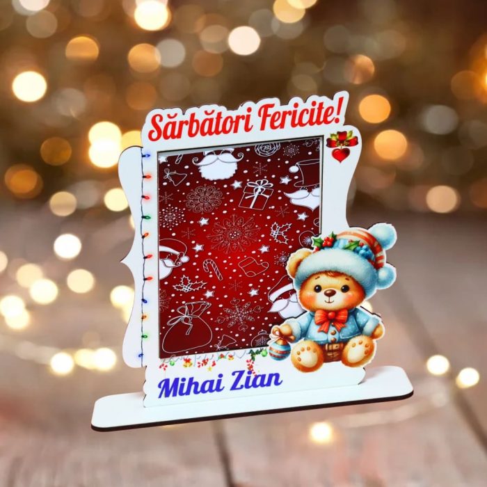 Rama Foto, Craciun fericit, Personalizata, Lemn, 17x15 cm, RFCUV006 - imagine 2