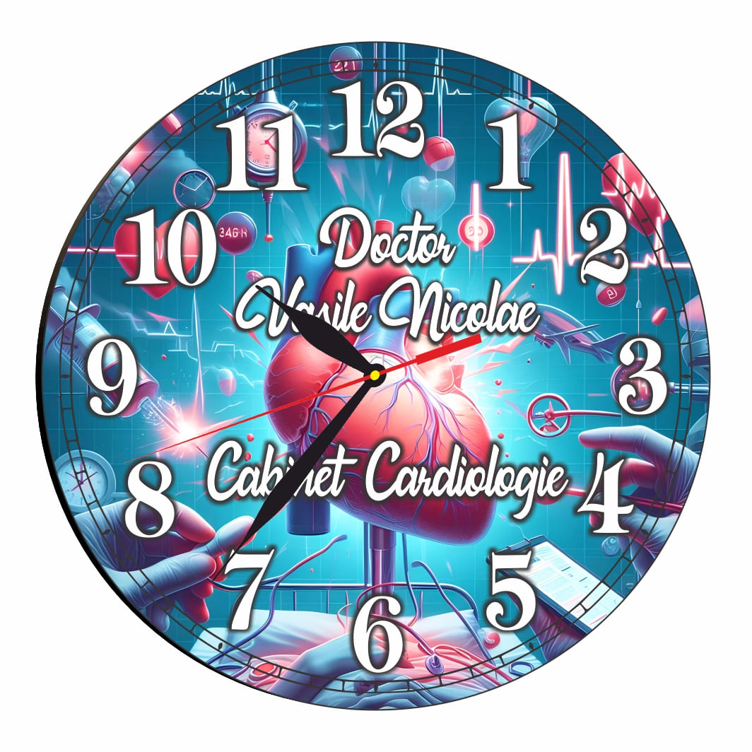 CDRUV010 Ceas personalizat pentru Cabinet Cardiologie, Lemn, 40 cm, CDRUV010 - imagine 1