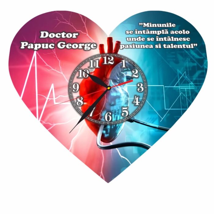 Ceas personalizat pentru Cabinet Cardiologie, Lemn, 40 cm, CDRUV011 - imagine 3