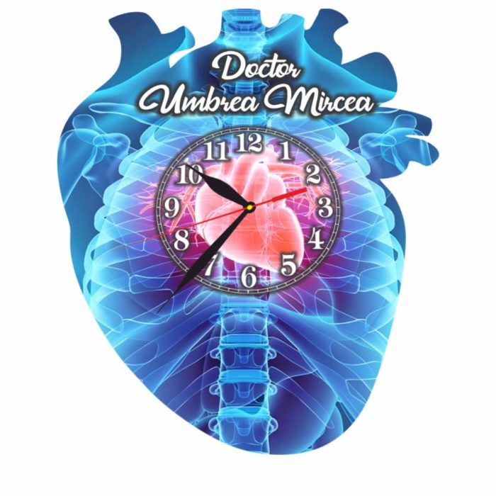 Ceas personalizat pentru Cabinet Cardiologie, Lemn, 39x31 cm, CDRUV012 - imagine 3